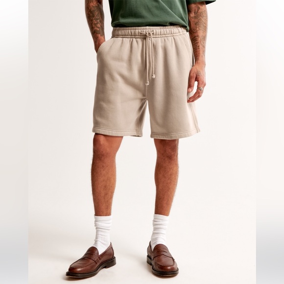 Abercrombie & Fitch Tan Fleece Relaxed Shorts Men’s Large NWT - Picture 12 of 12